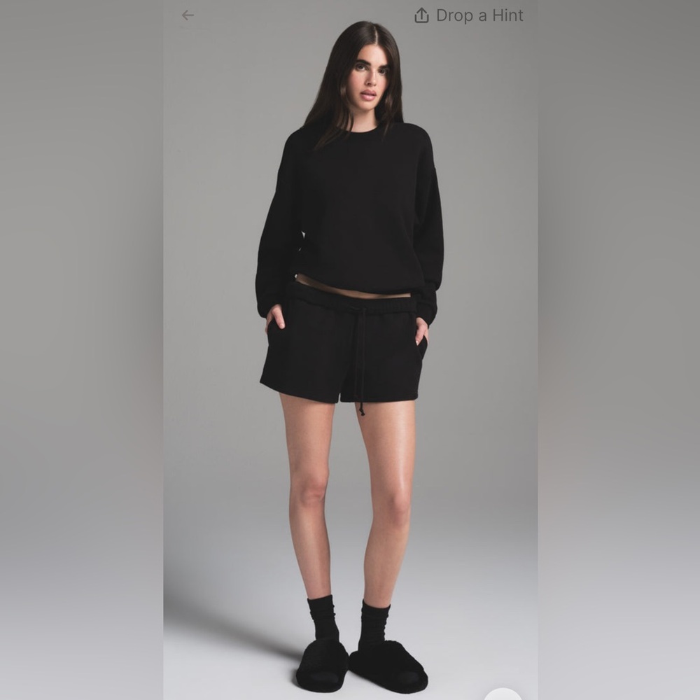 SKIMS NWT Cotton Fleece Classic Crewneck - Onyx
